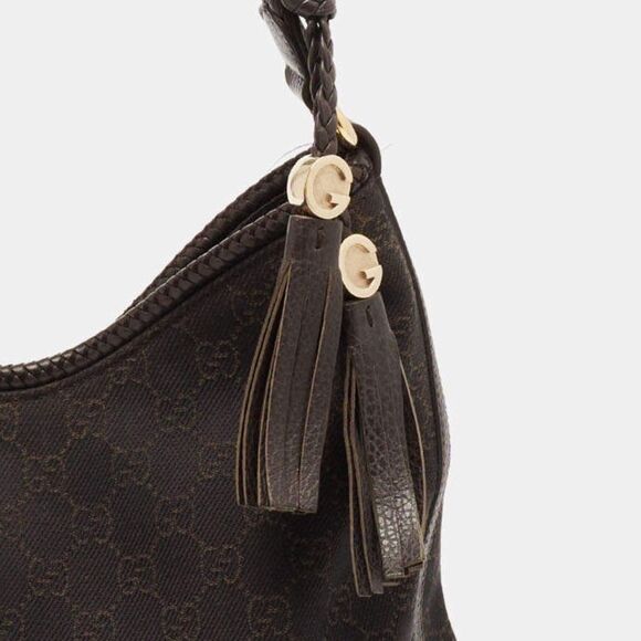 GUCCI Brown Monogram GG Web Marrakech Hobo Shoulder Bag Dollar Disco - Picture 2 of 15